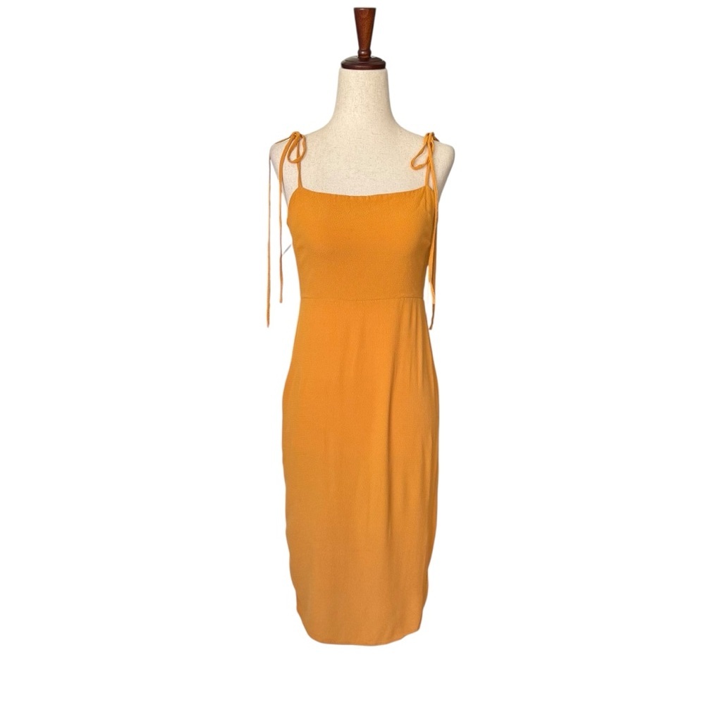 Reformation Jasper Tie Strap Midi Crepe Dress Sunflower Yellow Size 4